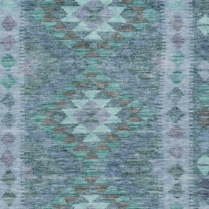 HomeRoots 5' Stylish Blue Geometric Washable Area Rug for Indoor & Outdoor Use - Durable, Easy Care, Versatile Design 9' X 12' 607438