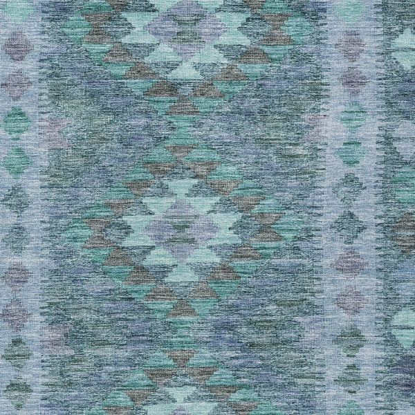 HomeRoots 5' Stylish Blue Geometric Washable Area Rug for Indoor & Outdoor Use - Durable, Easy Care, Versatile Design 9' X 12' 607438