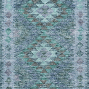 HomeRoots 5' Stylish Blue Geometric Washable Area Rug for Indoor & Outdoor Use - Durable, Easy Care, Versatile Design 10' X 14' 607439