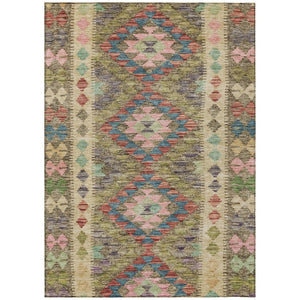 HomeRoots 5' Stylish Green Geometric Area Rug - Durable, Washable for Indoor & Outdoor Use, Perfect for High Traffic Areas 8' X 10' 607443