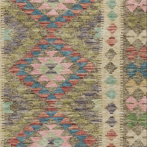 HomeRoots 5' Stylish Green Geometric Area Rug - Durable, Washable for Indoor & Outdoor Use, Perfect for High Traffic Areas 8' X 10' 607443