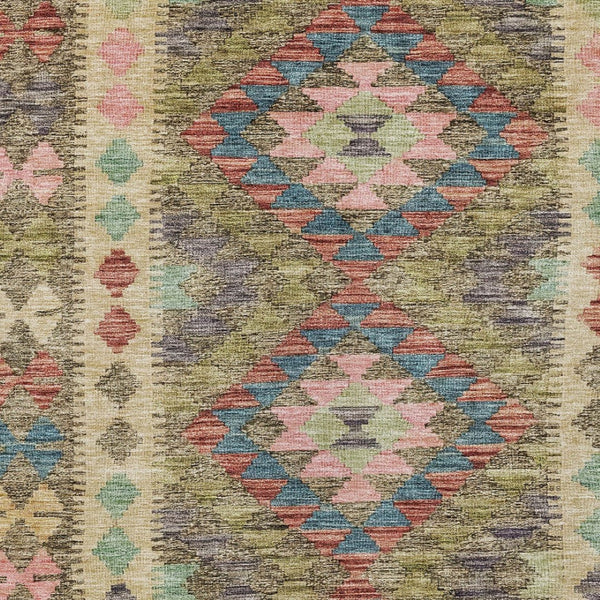 HomeRoots 5' Stylish Green Geometric Area Rug - Durable, Washable for Indoor & Outdoor Use, Perfect for High Traffic Areas 9' X 12' 607444
