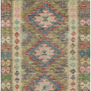 HomeRoots 5' Stylish Green Geometric Area Rug - Durable, Washable for Indoor & Outdoor Use, Perfect for High Traffic Areas 10' X 14' 607445