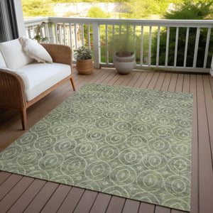 HomeRoots 5' Artichoke Green Geometric Indoor Outdoor Area Rug – Durable, Washable, Modern Style for High-Traffic Spaces 5' X 8' 607465
