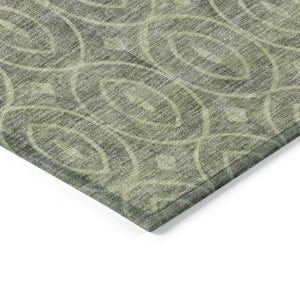 HomeRoots 5' Artichoke Green Geometric Indoor Outdoor Area Rug – Durable, Washable, Modern Style for High-Traffic Spaces 5' X 8' 607465
