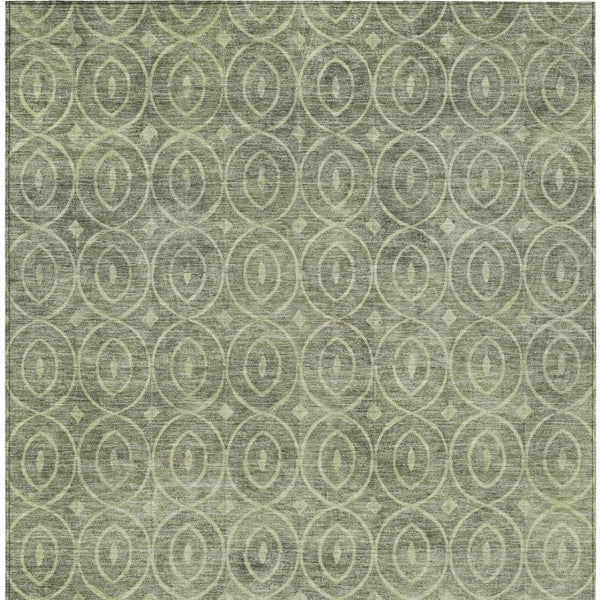 HomeRoots 5' Artichoke Green Geometric Indoor Outdoor Area Rug – Durable, Washable, Modern Style for High-Traffic Spaces 8' X 10' 607467
