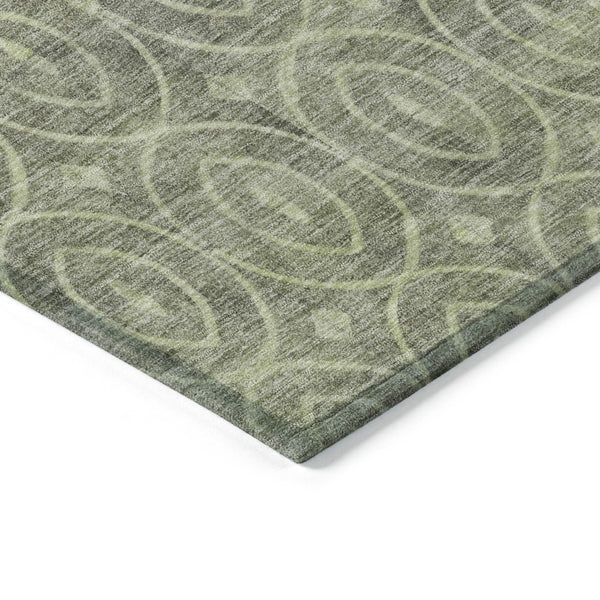 HomeRoots 5' Artichoke Green Geometric Indoor Outdoor Area Rug – Durable, Washable, Modern Style for High-Traffic Spaces 8' X 10' 607467