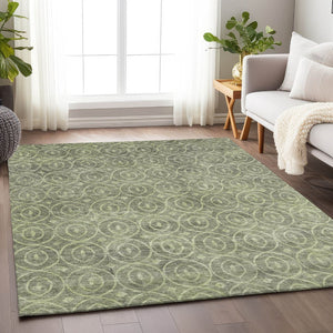 HomeRoots 5' Artichoke Green Geometric Indoor Outdoor Area Rug – Durable, Washable, Modern Style for High-Traffic Spaces 9' X 12' 607468