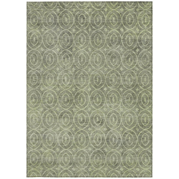 HomeRoots 5' Artichoke Green Geometric Indoor Outdoor Area Rug – Durable, Washable, Modern Style for High-Traffic Spaces 10' X 14' 607469