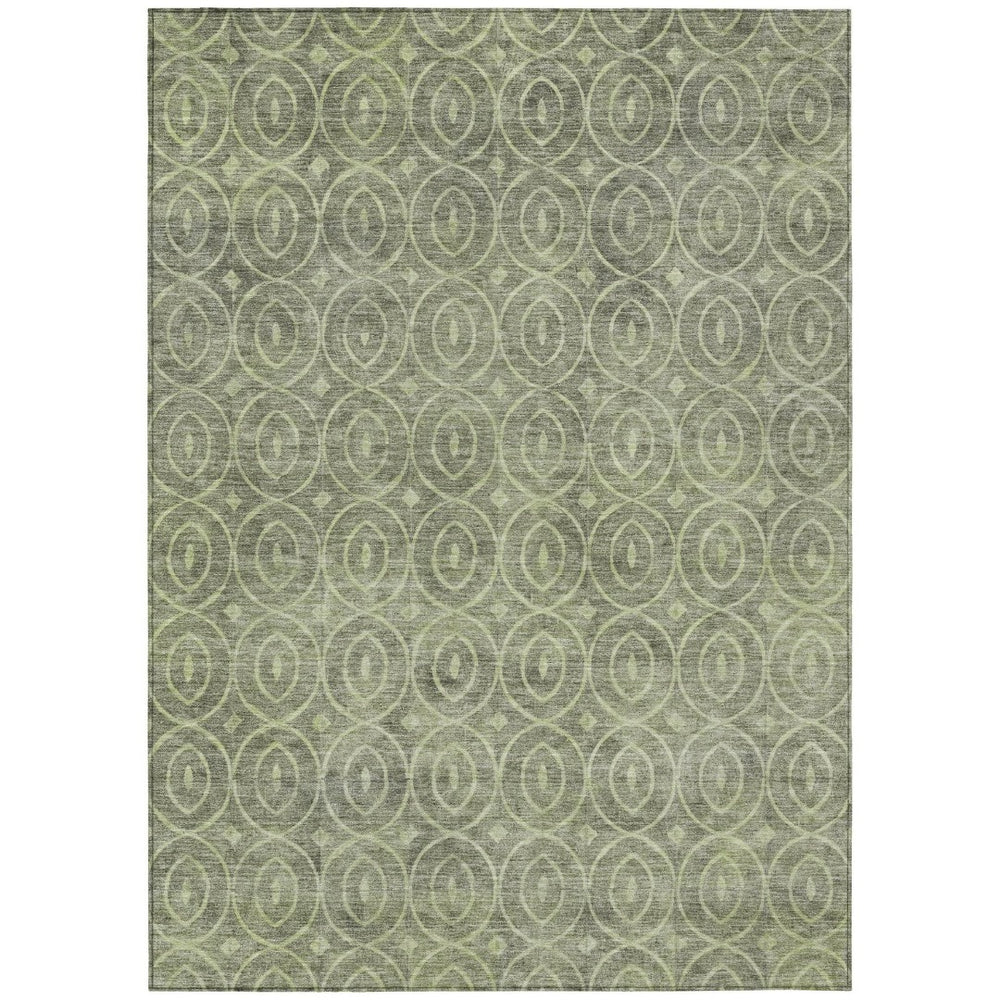 HomeRoots 5' Artichoke Green Geometric Indoor Outdoor Area Rug – Durable, Washable, Modern Style for High-Traffic Spaces 10' X 14' 607469