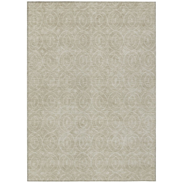 HomeRoots 5' Beige Geometric Indoor Outdoor Area Rug - Stylish, Washable, and Durable for Any Space 5' X 8' 607471