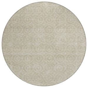 HomeRoots 5' Beige Geometric Indoor Outdoor Area Rug - Stylish, Washable, and Durable for Any Space 8' Round 607472