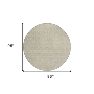 HomeRoots 5' Beige Geometric Indoor Outdoor Area Rug - Stylish, Washable, and Durable for Any Space 8' Round 607472