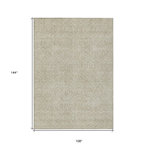 HomeRoots 5' Beige Geometric Indoor Outdoor Area Rug - Stylish, Washable, and Durable for Any Space 9' X 12' 607474