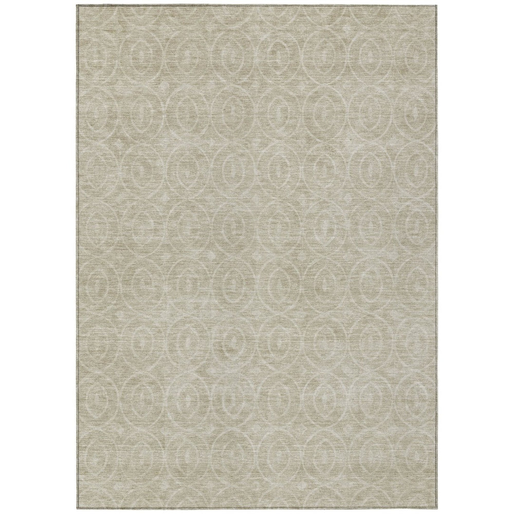 HomeRoots 5' Beige Geometric Indoor Outdoor Area Rug - Stylish, Washable, and Durable for Any Space 9' X 12' 607474