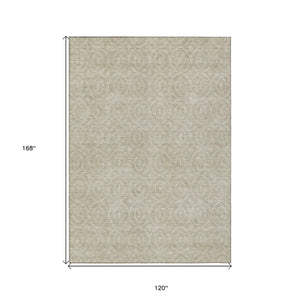 HomeRoots 5' Beige Geometric Indoor Outdoor Area Rug - Stylish, Washable, and Durable for Any Space 10' X 14' 607475