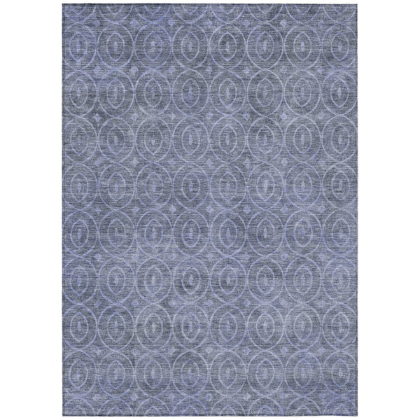 HomeRoots 5' Denim Blue Geometric Indoor Outdoor Area Rug - Stylish, Durable, Machine Washable for High Traffic Areas 5' X 8' 607477