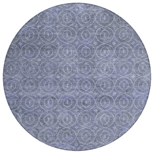 HomeRoots 5' Denim Blue Geometric Indoor Outdoor Area Rug - Stylish, Durable, Machine Washable for High Traffic Areas 8' Round 607478