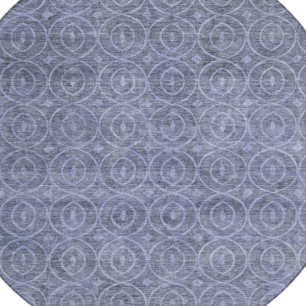 HomeRoots 5' Denim Blue Geometric Indoor Outdoor Area Rug - Stylish, Durable, Machine Washable for High Traffic Areas 8' Round 607478