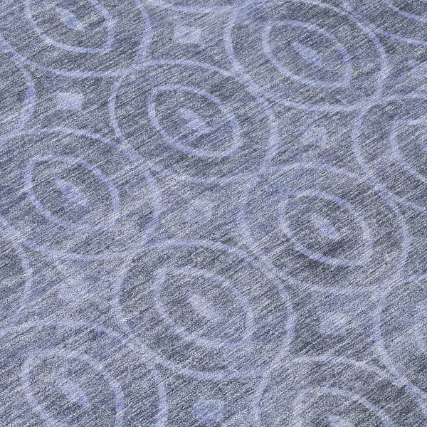 HomeRoots 5' Denim Blue Geometric Indoor Outdoor Area Rug - Stylish, Durable, Machine Washable for High Traffic Areas 8' Round 607478