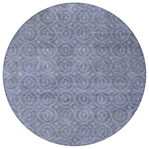 HomeRoots 5' Denim Blue Geometric Indoor Outdoor Area Rug - Stylish, Durable, Machine Washable for High Traffic Areas 8' Round 607478