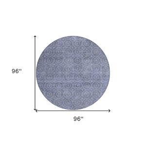 HomeRoots 5' Denim Blue Geometric Indoor Outdoor Area Rug - Stylish, Durable, Machine Washable for High Traffic Areas 8' Round 607478