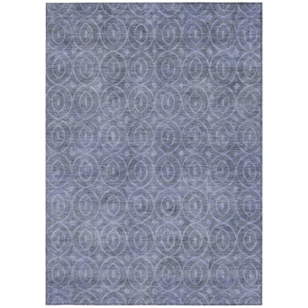 HomeRoots 5' Denim Blue Geometric Indoor Outdoor Area Rug - Stylish, Durable, Machine Washable for High Traffic Areas 8' X 10' 607479
