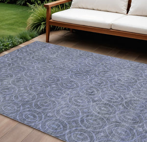 HomeRoots 5' Denim Blue Geometric Indoor Outdoor Area Rug - Stylish, Durable, Machine Washable for High Traffic Areas 8' X 10' 607479
