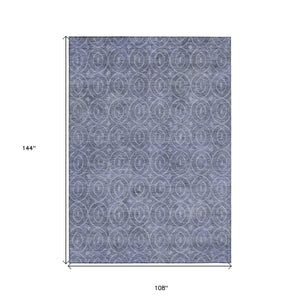 HomeRoots 5' Denim Blue Geometric Indoor Outdoor Area Rug - Stylish, Durable, Machine Washable for High Traffic Areas 9' X 12' 607480