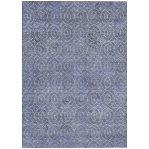 HomeRoots 5' Denim Blue Geometric Indoor Outdoor Area Rug - Stylish, Durable, Machine Washable for High Traffic Areas 9' X 12' 607480