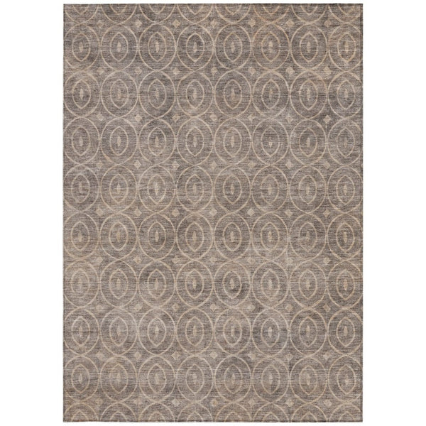 HomeRoots 5' Brown Geometric Area Rug - Washable, Durable, Stain-Resistant Design for Indoor and Outdoor Use 5' X 8' 607483