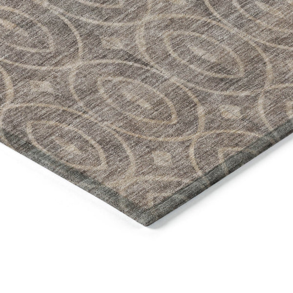 HomeRoots 5' Brown Geometric Area Rug - Washable, Durable, Stain-Resistant Design for Indoor and Outdoor Use 5' X 8' 607483
