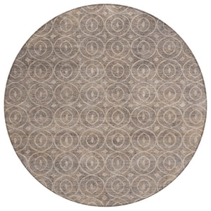 HomeRoots 5' Brown Geometric Area Rug - Washable, Durable, Stain-Resistant Design for Indoor and Outdoor Use 8' Round 607484