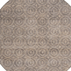 HomeRoots 5' Brown Geometric Area Rug - Washable, Durable, Stain-Resistant Design for Indoor and Outdoor Use 8' Round 607484