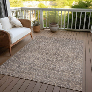 HomeRoots 5' Brown Geometric Area Rug - Washable, Durable, Stain-Resistant Design for Indoor and Outdoor Use 8' X 10' 607485