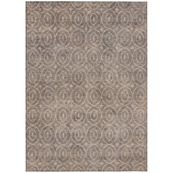 HomeRoots 5' Brown Geometric Area Rug - Washable, Durable, Stain-Resistant Design for Indoor and Outdoor Use 8' X 10' 607485