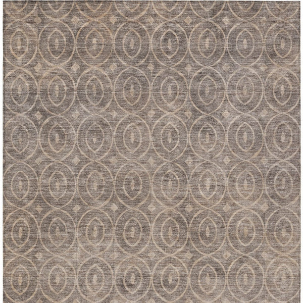 HomeRoots 5' Brown Geometric Area Rug - Washable, Durable, Stain-Resistant Design for Indoor and Outdoor Use 9' X 12' 607486