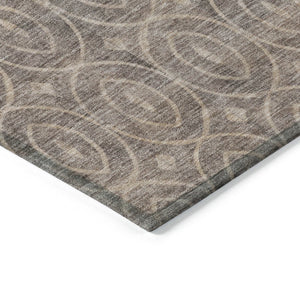 HomeRoots 5' Brown Geometric Area Rug - Washable, Durable, Stain-Resistant Design for Indoor and Outdoor Use 9' X 12' 607486