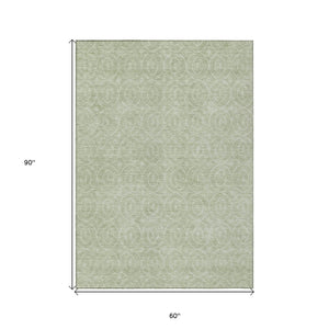 HomeRoots 5' Mint Green Geometric Area Rug – Stylish, Durable & Washable for Indoor and Outdoor Spaces 5' X 8' 607489