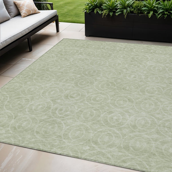 HomeRoots 5' Mint Green Geometric Area Rug – Stylish, Durable & Washable for Indoor and Outdoor Spaces 5' X 8' 607489