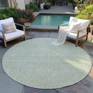 HomeRoots 5' Mint Green Geometric Area Rug – Stylish, Durable & Washable for Indoor and Outdoor Spaces 8' Round 607490