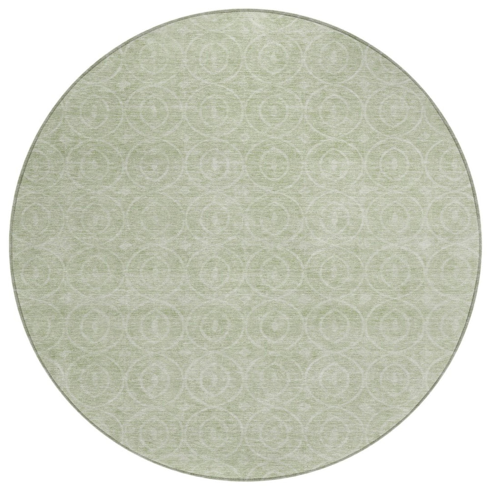 HomeRoots 5' Mint Green Geometric Area Rug – Stylish, Durable & Washable for Indoor and Outdoor Spaces 8' Round 607490