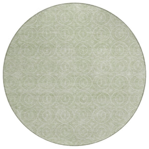 HomeRoots 5' Mint Green Geometric Area Rug – Stylish, Durable & Washable for Indoor and Outdoor Spaces 8' Round 607490