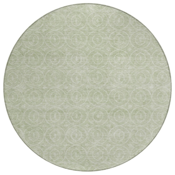 HomeRoots 5' Mint Green Geometric Area Rug – Stylish, Durable & Washable for Indoor and Outdoor Spaces 8' Round 607490