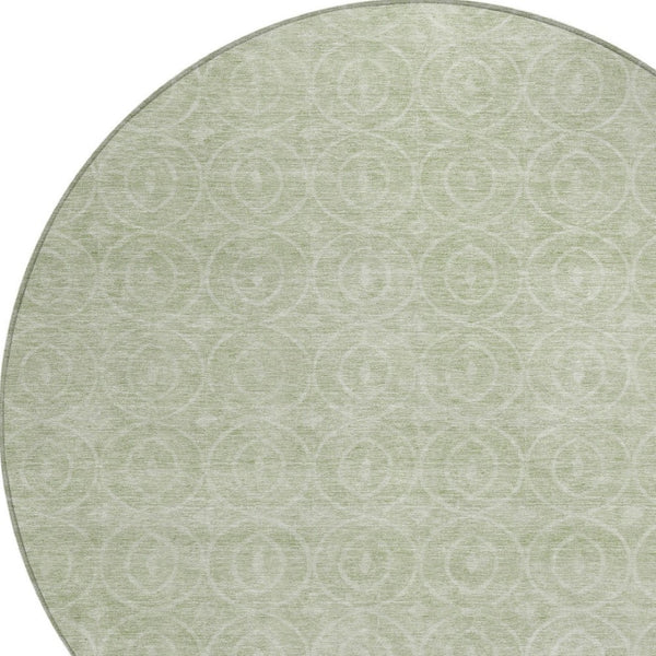 HomeRoots 5' Mint Green Geometric Area Rug – Stylish, Durable & Washable for Indoor and Outdoor Spaces 8' Round 607490