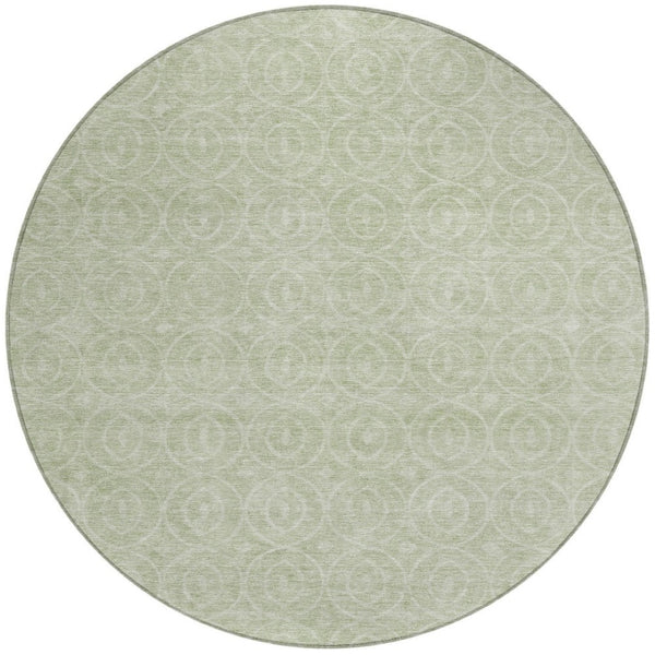 HomeRoots 5' Mint Green Geometric Area Rug – Stylish, Durable & Washable for Indoor and Outdoor Spaces 8' Round 607490