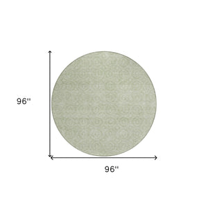 HomeRoots 5' Mint Green Geometric Area Rug – Stylish, Durable & Washable for Indoor and Outdoor Spaces 8' Round 607490
