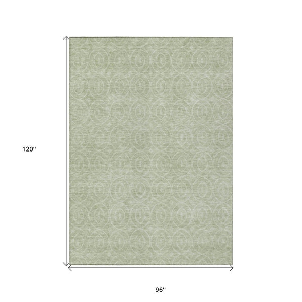 HomeRoots 5' Mint Green Geometric Area Rug – Stylish, Durable & Washable for Indoor and Outdoor Spaces 8' X 10' 607491