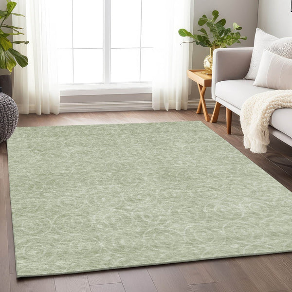 HomeRoots 5' Mint Green Geometric Area Rug – Stylish, Durable & Washable for Indoor and Outdoor Spaces 8' X 10' 607491