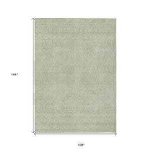 HomeRoots 5' Mint Green Geometric Area Rug – Stylish, Durable & Washable for Indoor and Outdoor Spaces 9' X 12' 607492